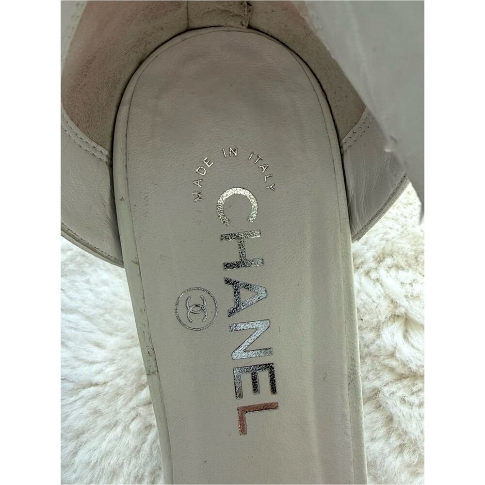 CHANEL white shoes with velvet black bow size 39 EU or 9 US Authentic - Picture 6 of 13